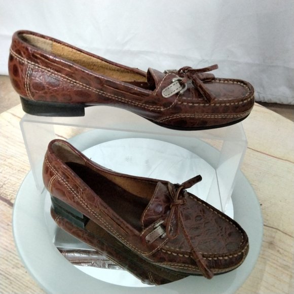 Unisa Brown Flats Leather Loafer Tortoise Print 6B - Picture 2 of 9